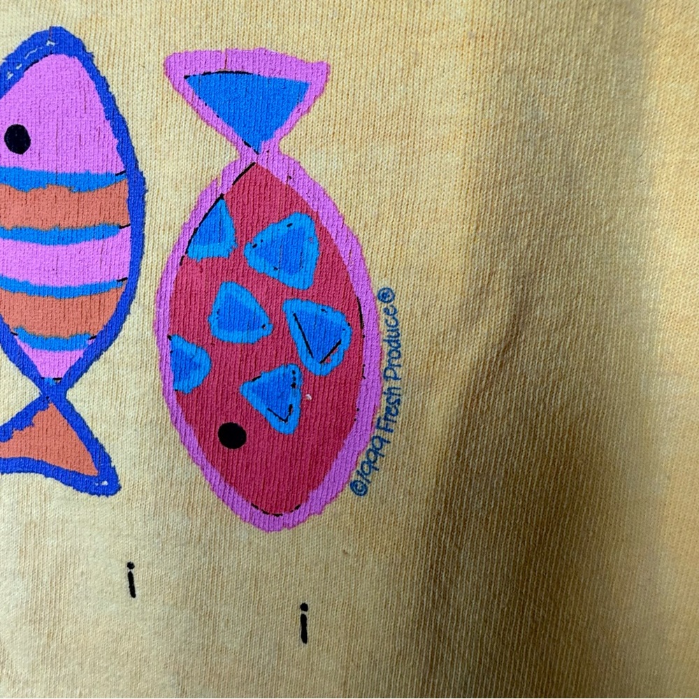 Vintage Fresh Produce Yellow Tank Top and Short Set with Colorful Fish Design - Picture 12 of 12